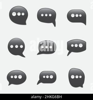 Speech bubbles icons set. Chat speech notification. Isolated vector illustration for chat in flat style. Stock Vector