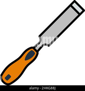 Icon Of Chisel. Editable Bold Outline With Color Fill Design. Vector Illustration. Stock Vector