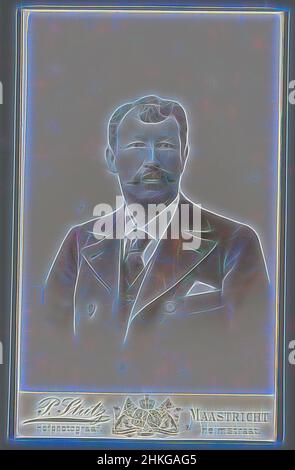 Inspired by Portrait of an unknown man, P. Stutz, Maastricht, 1888 - 1913, height 102 mm × width 62 mm, Reimagined by Artotop. Classic art reinvented with a modern twist. Design of warm cheerful glowing of brightness and light ray radiance. Photography inspired by surrealism and futurism, embracing dynamic energy of modern technology, movement, speed and revolutionize culture Stock Photo