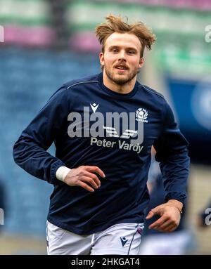 February 4th 2022. Guinness Six Nations rugby: ScotlandÕs Jonny Gray during the Scotland Rugby Team run, BT Murrayfield,  Edinburgh.    Credit: Ian Rutherford Alamy Live News Stock Photo