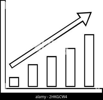 Vector illustration of bar chart with positive trend, drawn in black and white Stock Vector