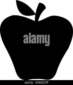 Vector illustration of black silhouette of an apple Stock Vector