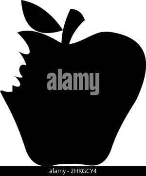 Vector illustration of black silhouette of a bitten apple Stock Vector