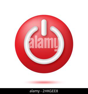 3d red power icon Stock Vector