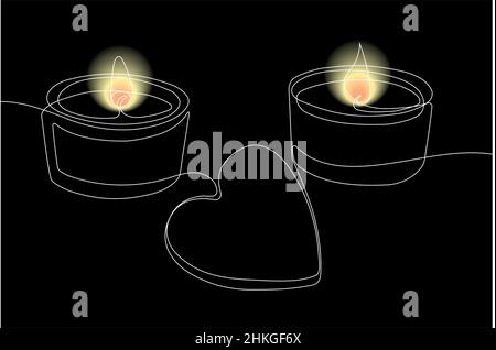 Romantic atmosphere candles with a flowers Stock Vector