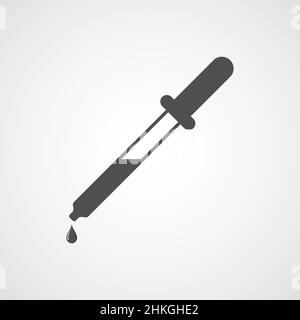 Pipette icon in flat style. Vector illustration. Pipette icon and drop of liquid isolated. Stock Vector