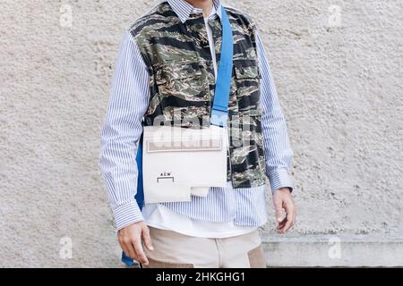 Milan, Italy - September 24, 2021: street style fashion outfit details Stock Photo
