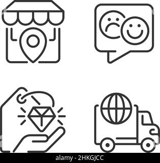 Shopping pixel perfect linear icons set Stock Vector