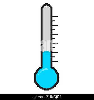 Thermometer icon. Vector illustration.Pixel art design of Thermometer icon. Vector illustration. Color thermometer icon isolated Stock Vector
