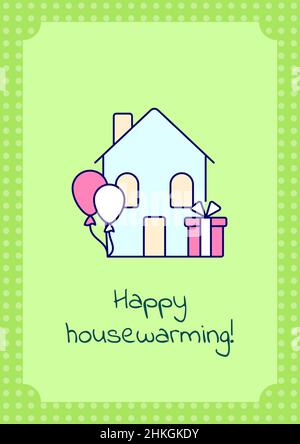 Happy housewarming greeting card with color icon element set Stock Vector