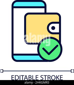 E wallet payment pixel perfect RGB color icon Stock Vector