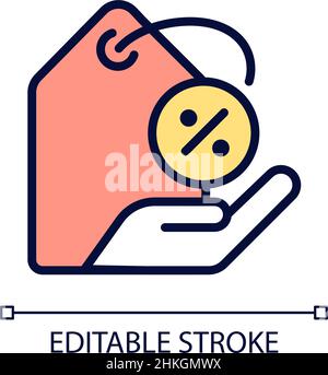 Discounts pixel perfect RGB color icon Stock Vector