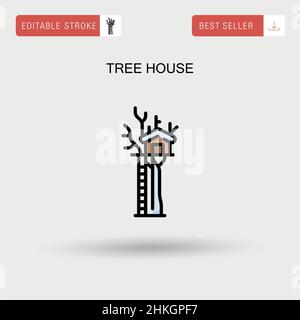 Tree house Simple vector icon. Stock Vector