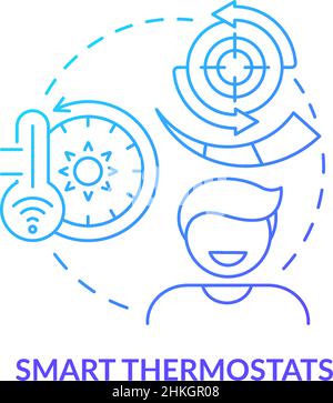 Smart thermostats blue gradient concept icon Stock Vector