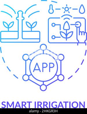 Smart irrigation blue gradient concept icon Stock Vector