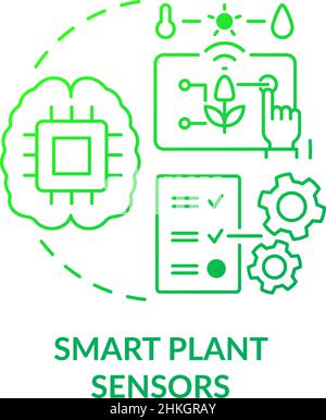 Smart plant sensors green gradient concept icon Stock Vector