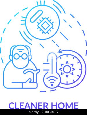Cleaner home blue gradient concept icon Stock Vector