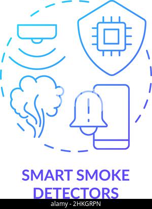 Smart smoke detectors blue gradient concept icon Stock Vector