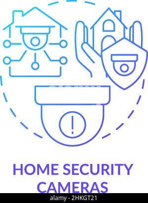 Home security cameras blue gradient concept icon Stock Vector