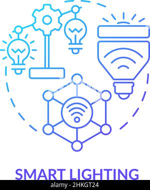 Lighting control system blue gradient concept icon. Smart house idea ...