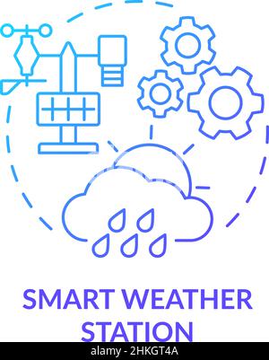 Smart weather station blue gradient concept icon Stock Vector