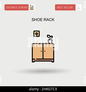 shoe shelf icon, black vector sign with editable strokes, concept ...