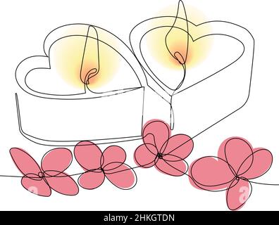Romantic atmosphere candles with a flowers Stock Vector