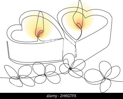 Romantic atmosphere candles with a flowers Stock Vector