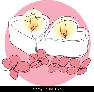 Romantic atmosphere candles with a flowers Stock Vector