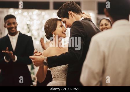 The first dance was my favorite part of the evening Stock Photo