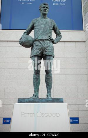 London, UK. 03rd Feb, 2022. London, England, 2022 Chelsea FC, Stamford Bridge, Peter Osgood, Statue Football Grounds of London, England Karl W Newton/Sports Press Photo Credit: SPP Sport Press Photo. /Alamy Live News Stock Photo