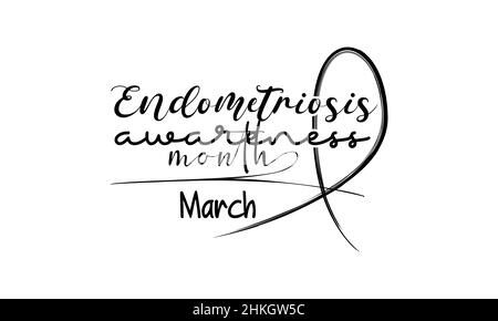 Endometriosis awareness month. Brush calligraphy style vector template design for banner, card, poster, background. Stock Vector