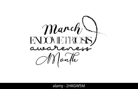 Endometriosis awareness month. Brush calligraphy style vector template design for banner, card, poster, background. Stock Vector