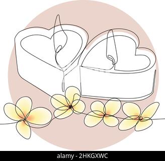 Romantic atmosphere candles with a flowers Stock Vector