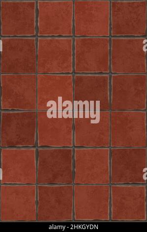 terracotta squares tiles floor background Stock Photo