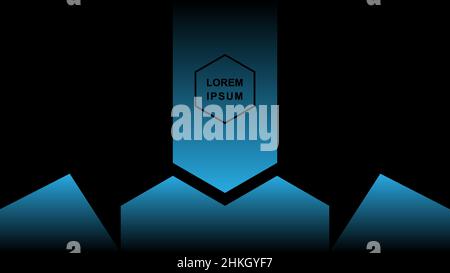 Black background wrapped in blue abstract square design Stock Vector
