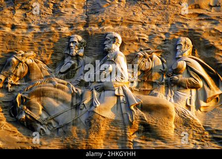 Confederate Carvings on Stone Mountain, Georgia Stock Photo