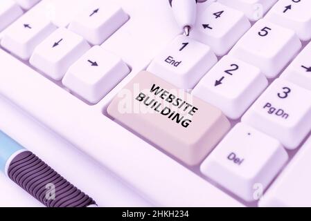 Writing displaying text Website Building. Business idea Website Building Buying And Selling Goods Online, Listing Products Through Internet Stock Photo