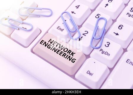 Hand writing sign Network Engineering. Business idea professional who has the skills to oversee the net Abstract Doing Virtual Bookkeeping, Listing Stock Photo