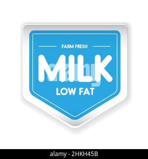 Farm fresh Milk - Low fat label Stock Vector