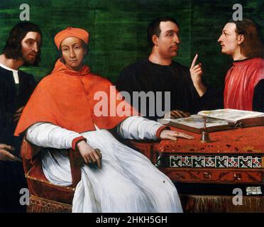 Cardinal Bandinello Sauli, His Secretary, and Two Geographers by the Italian painter, Sebastiano del Piombo (c. 1485-1547), oil on panel, 1516 Stock Photo