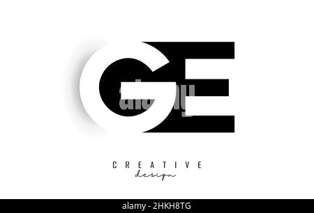 GE letters Logo with negative space design. Letter with geometric typography. Creative Vector Illustration with letters. Stock Vector