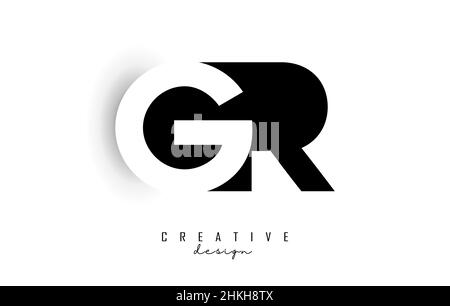 GR letters Logo with negative space design. Letter with geometric typography. Creative Vector Illustration with letters. Stock Vector
