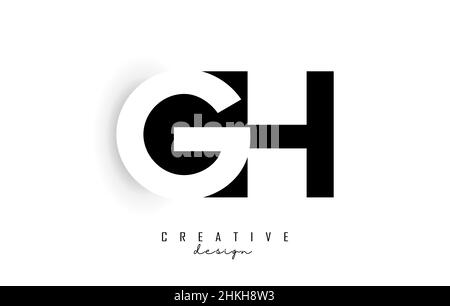 Gh letters Logo with negative space design. Letter with geometric typography. Creative Vector Illustration with letters. Stock Vector