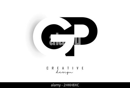 GP letters Logo with negative space design. Letter with geometric typography. Creative Vector Illustration with letters. Stock Vector