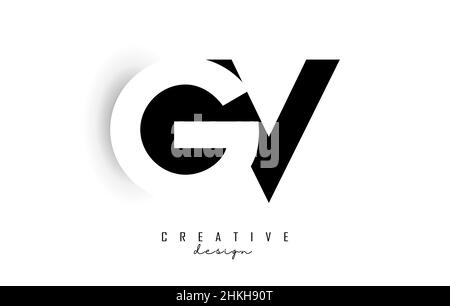 GV letters Logo with negative space design. Letter with geometric typography. Creative Vector Illustration with letters. Stock Vector