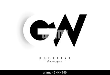 GW letters Logo with negative space design. Letter with geometric typography. Creative Vector Illustration with letters. Stock Vector