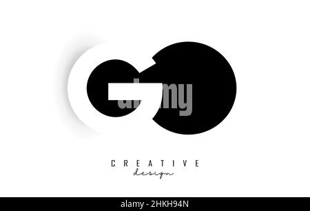 GO letters Logo with negative space design. Letter with geometric typography. Creative Vector Illustration with letters. Stock Vector