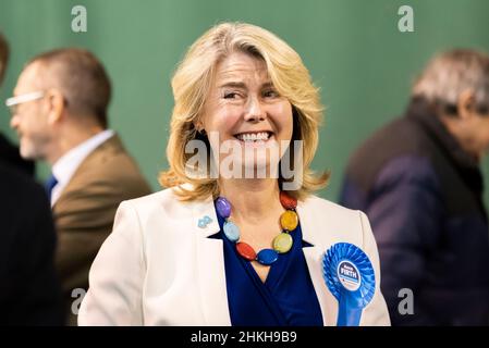 Anna Firth, Tory MP, at the verification and ballot count for the Southend West by election on 3 February 2022 to replace murdered MP Sir David Amess Stock Photo