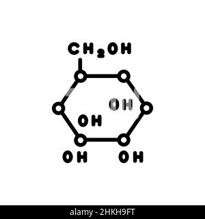 Glucose formula line icon. Isolated vector element. Stock Vector